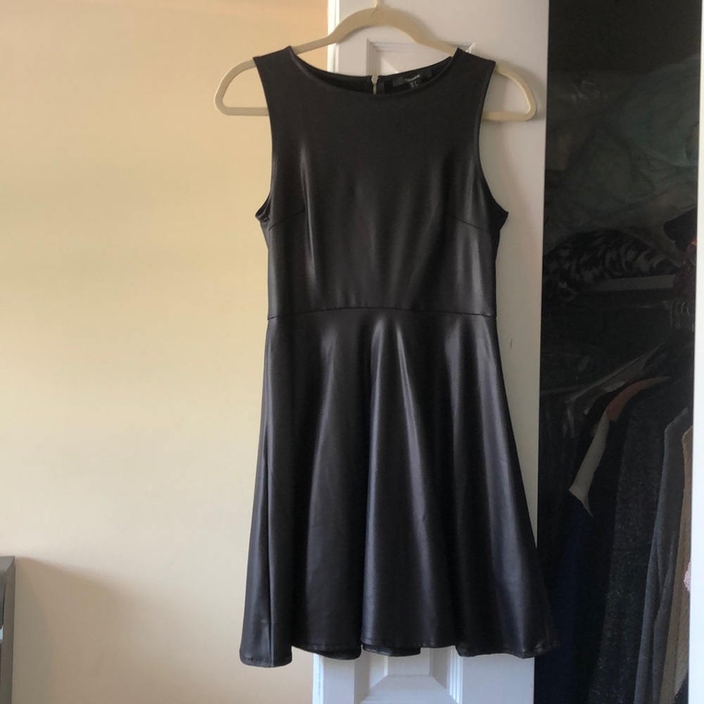 Forever 21 black faux leather dress sz S